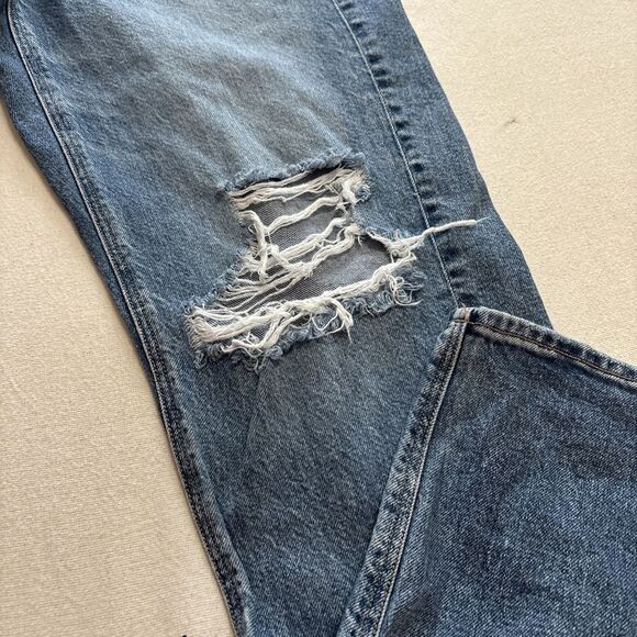 AMERICAN EAGLE Blue Distressed Strigid 90s Straight Leg Jeans Sz 4 - Picture 4 of 12